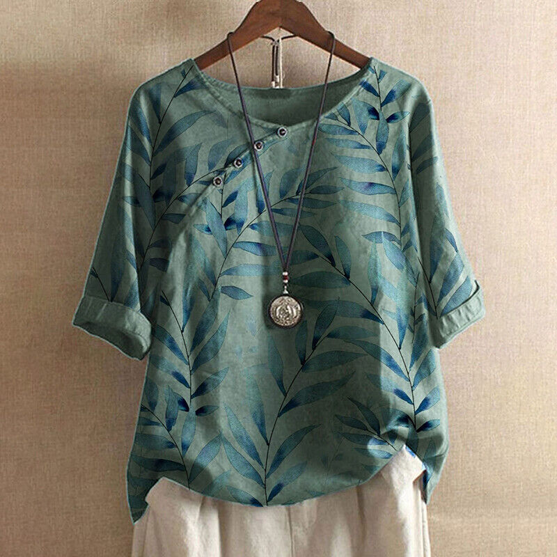Blouse Décontractée Fleurs pour Femme avec Manches Longues
