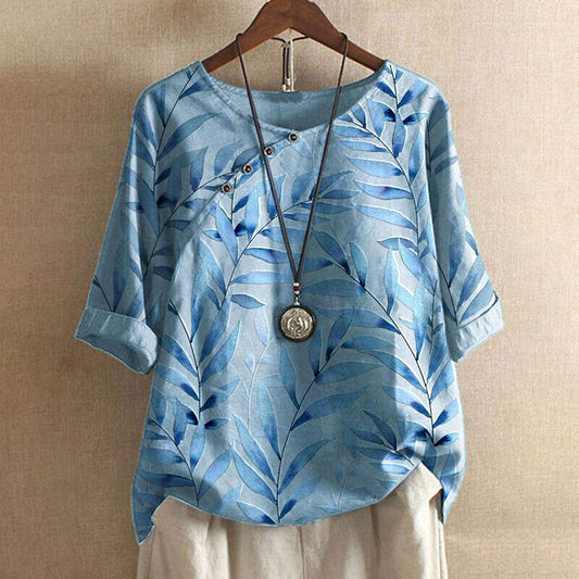 Blouse Décontractée Fleurs pour Femme avec Manches Longues - LuxeStyle