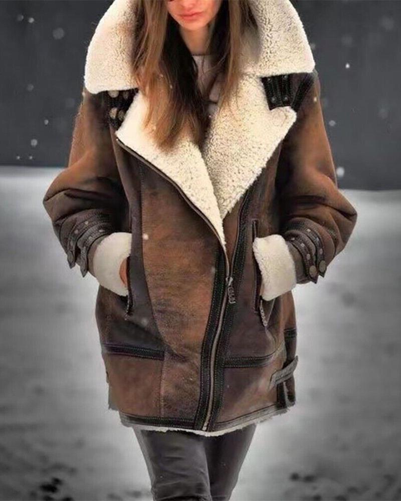 Veste Hiver Rétro Col Montant Éclair