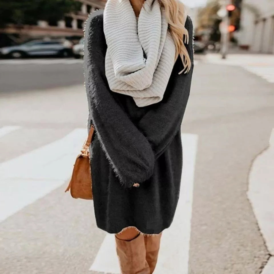 Robe Femme Hivernale Élégante à Manches Longues