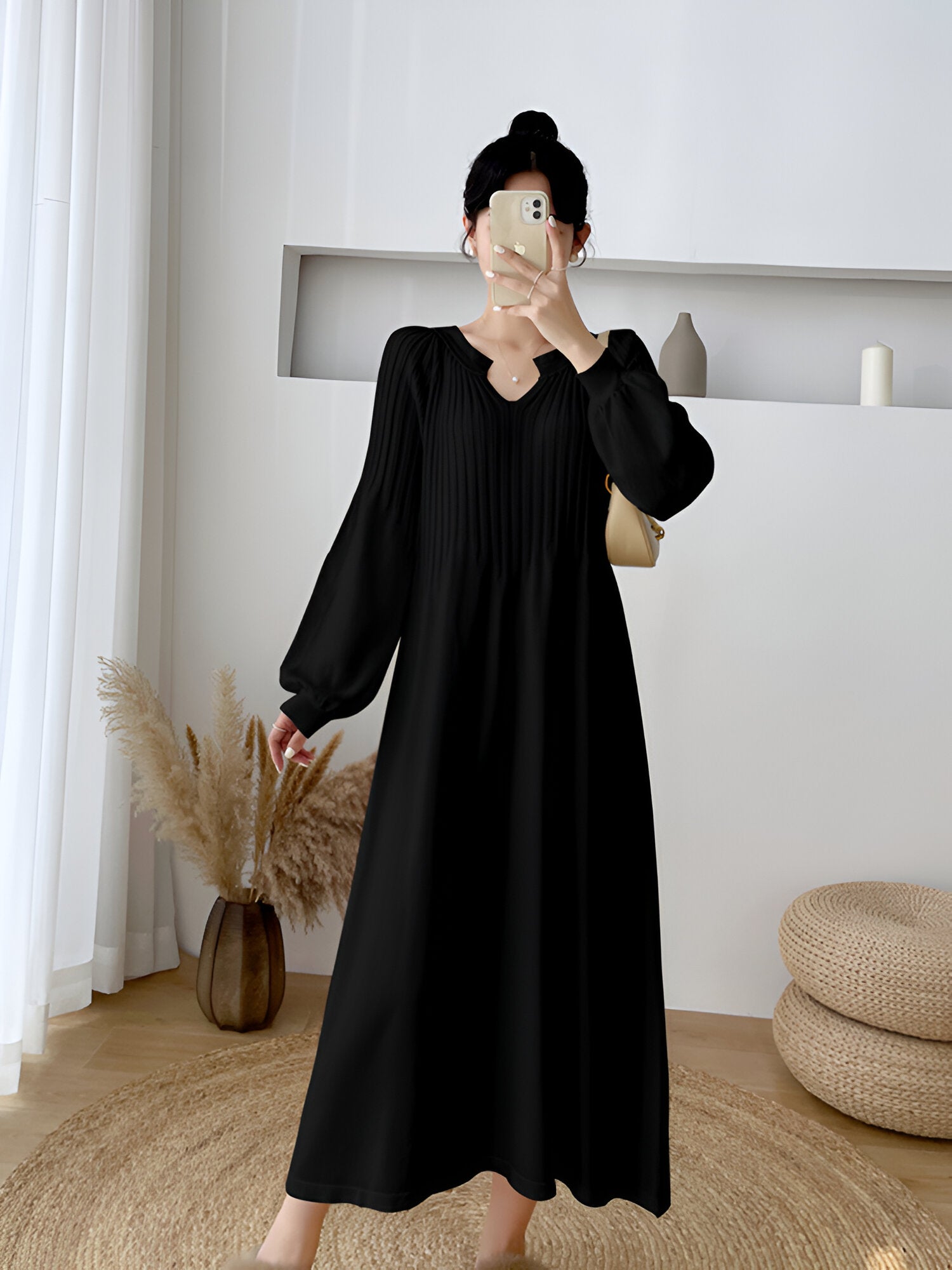 Robe femme longue élégante manches couvrantes - LuxeStyle