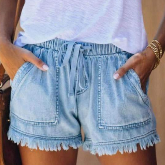 Short décontracté femme jean clair avec poches - LuxeStyle