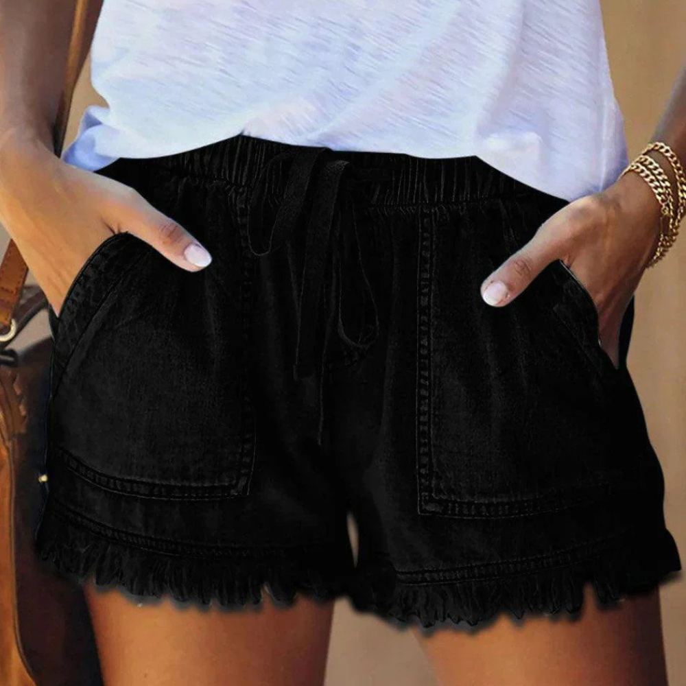 Short décontracté femme jean clair avec poches