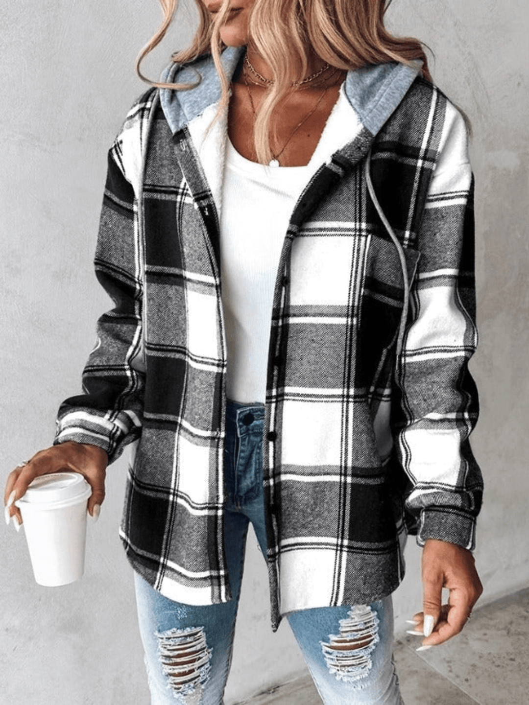 Chemise Flanelle Hiver à Capuchon et Poches