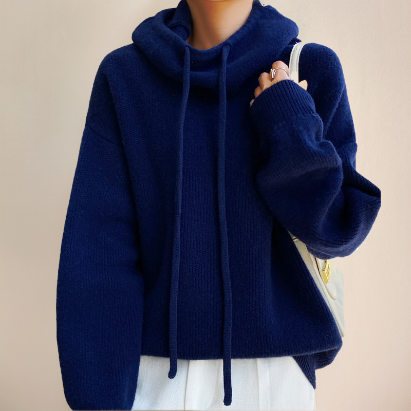 Pull Capuche Femme Vert Foncé Doux