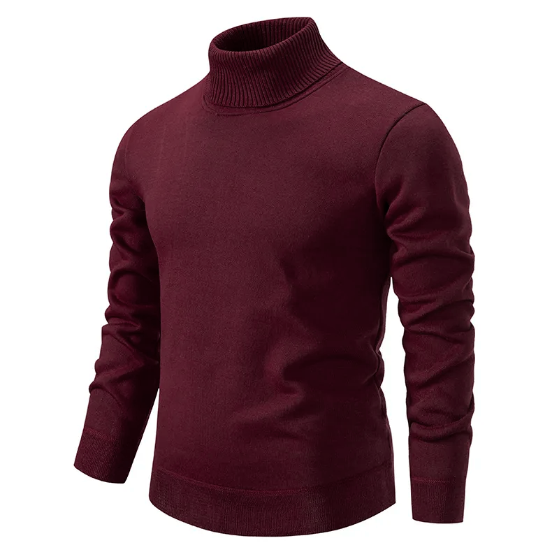 Pull homme noir col montant élégant