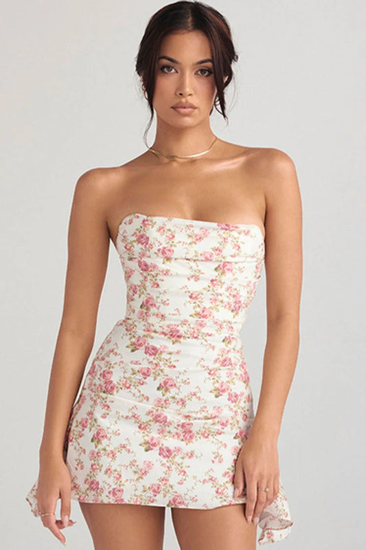 Robe Été Florale Courte sans Manches pour Femme - LuxeStyle