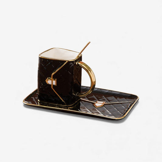 Tasse Sac à Main Élégante avec Cuillère Or - LuxeStyle