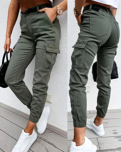 Pantalon Cargo Femme Élégant Haut de Gamme avec Poches Pratiques - LuxeStyle