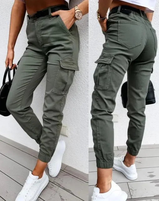 Pantalon Cargo Femme Élégant Haut de Gamme avec Poches Pratiques - LuxeStyle