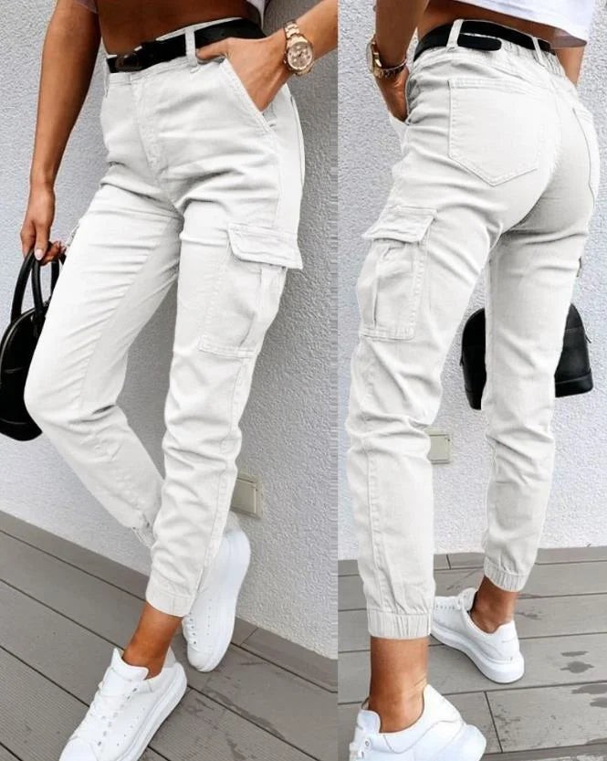 Pantalon Cargo Femme Élégant Haut de Gamme avec Poches Pratiques