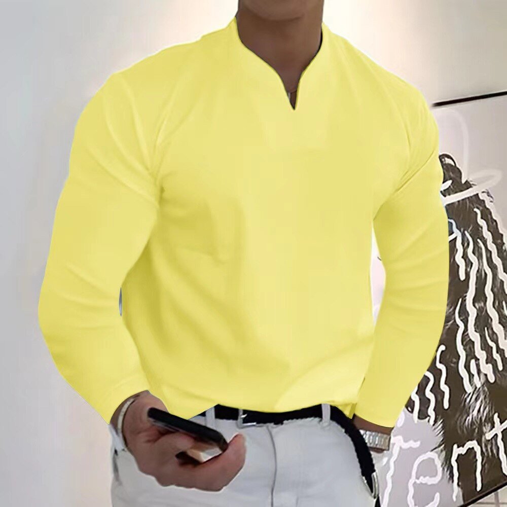Chemise Homme Élégante à Manches Longues Col Rond