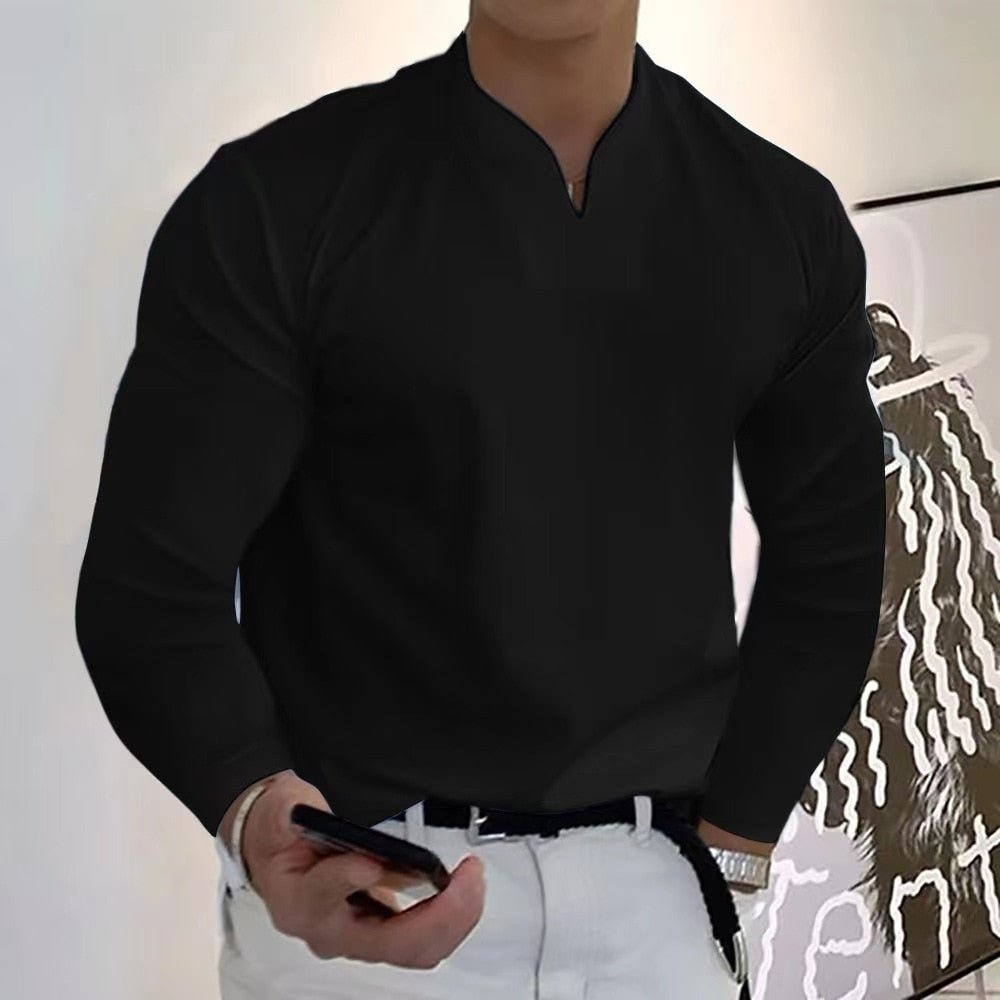 Chemise Homme Élégante à Manches Longues Col Rond