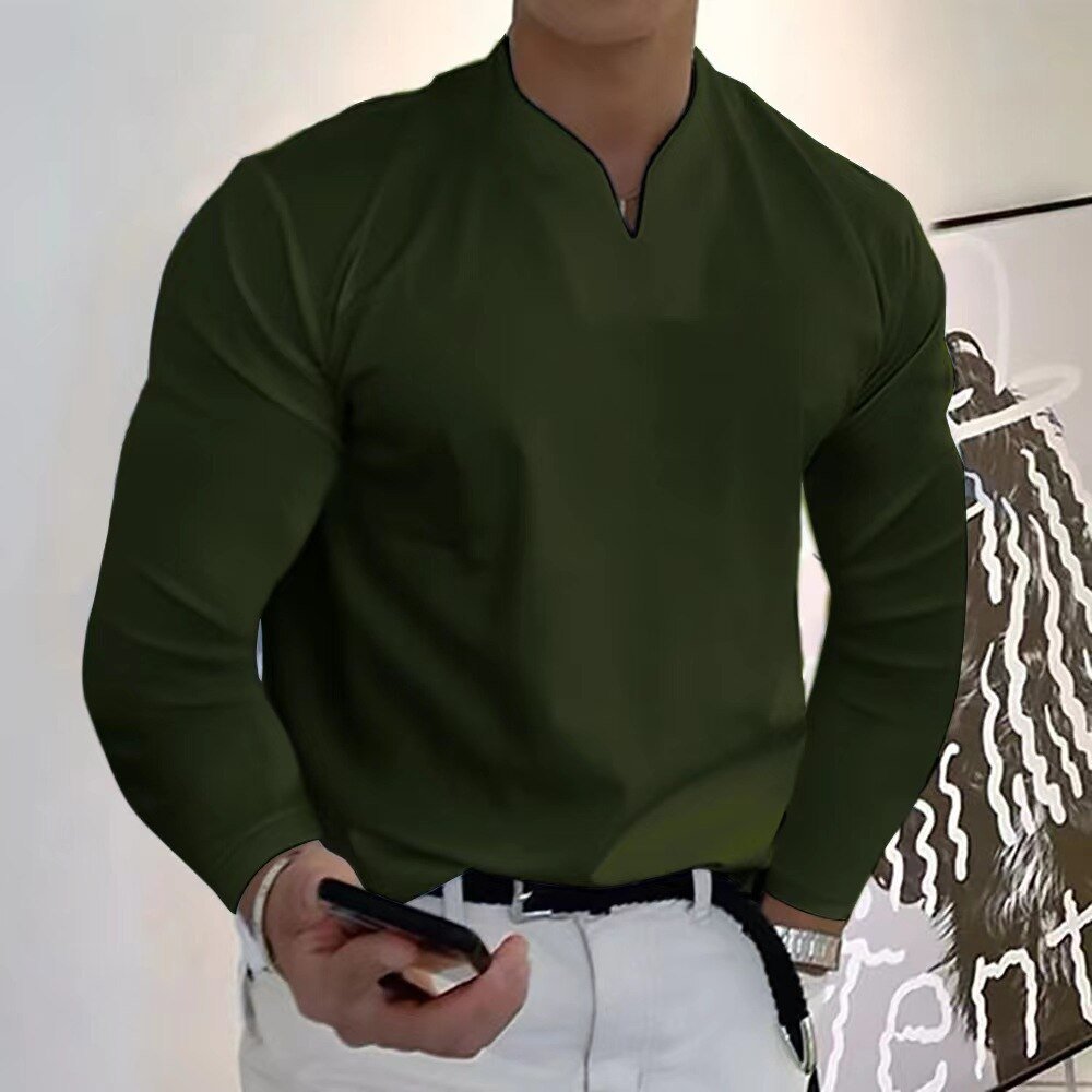 Chemise Homme Élégante à Manches Longues Col Rond