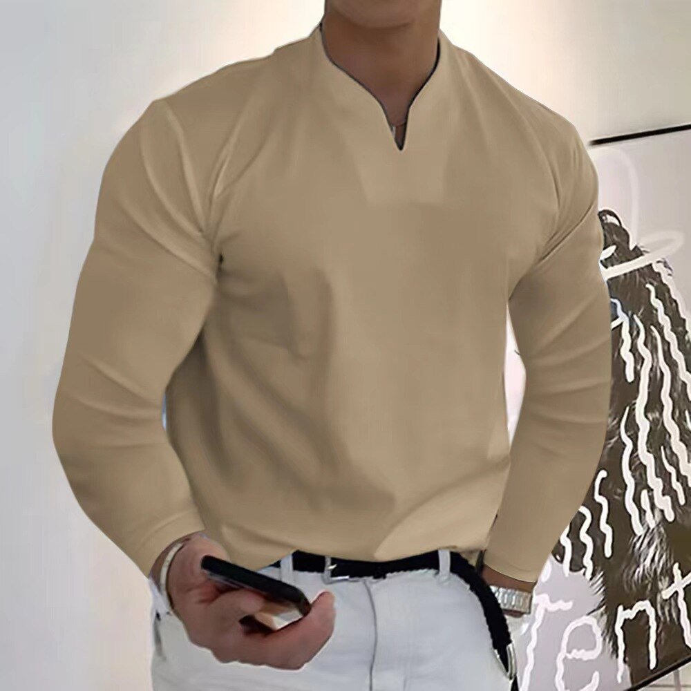 Chemise Homme Élégante à Manches Longues Col Rond
