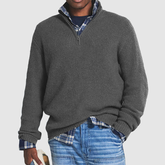 Pull en laine gris chiné pour homme sportif - LuxeStyle