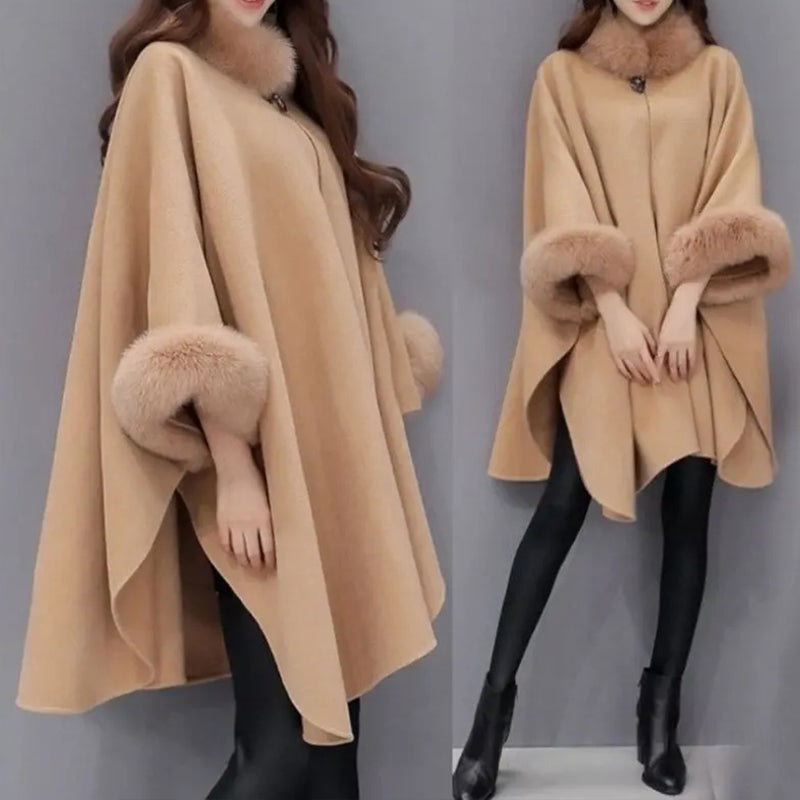 Manteau Femme Élégant Col Vaste pour Automne Hiver