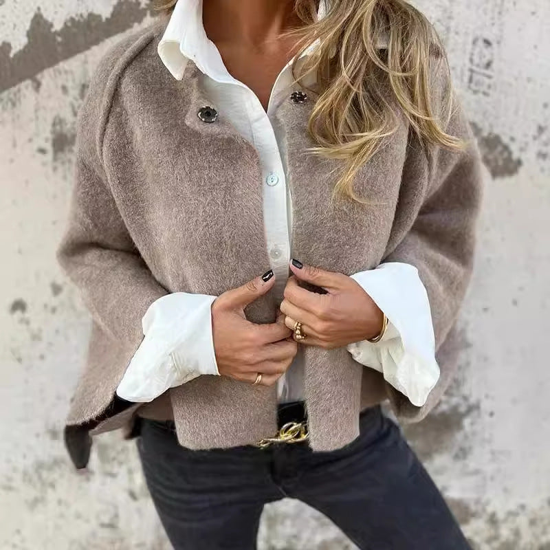 Manteau Femme Élégant - Court en Cachemire Doux avec Fermeture Éclair - LuxeStyle