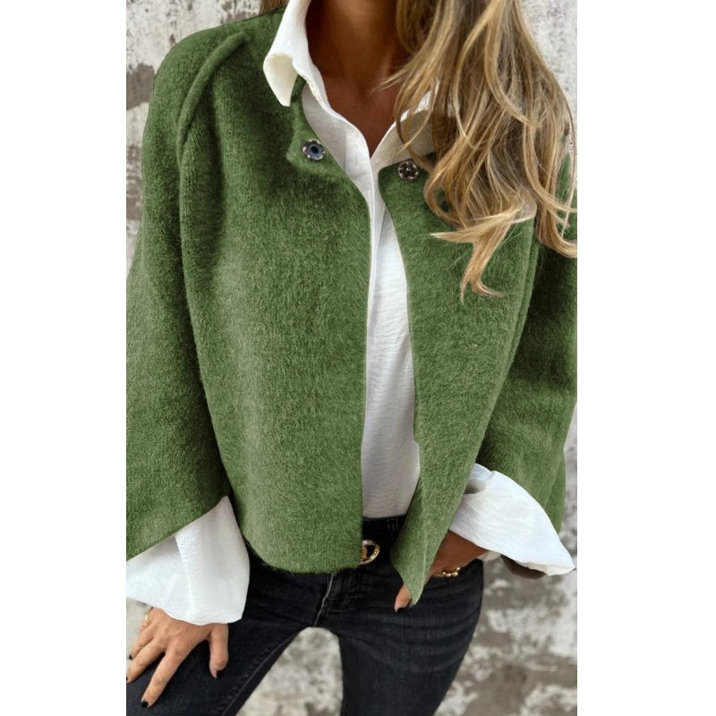 Manteau Femme Élégant - Court en Cachemire Doux avec Fermeture Éclair
