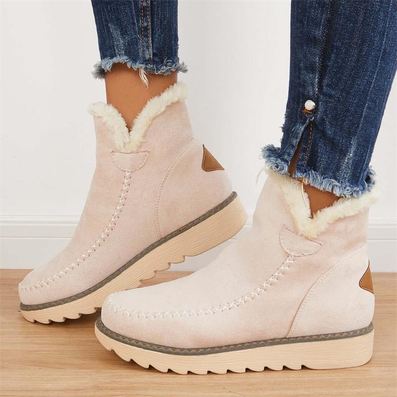 Bottes femme cuir velours avec doublure chaudement polaire - LuxeStyle
