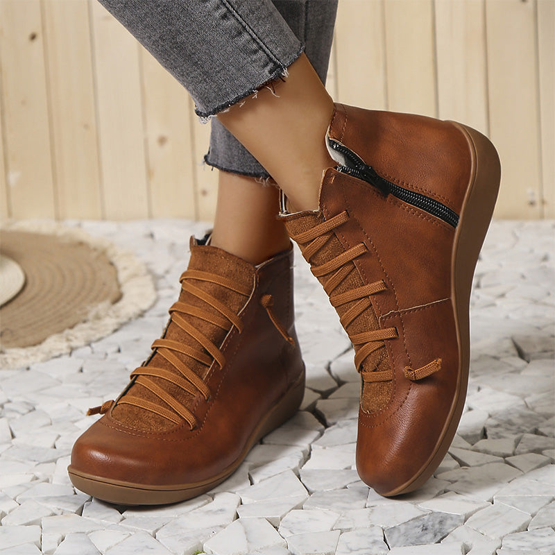 Bottes Cuir Brun à Fermeture Éclair - LuxeStyle