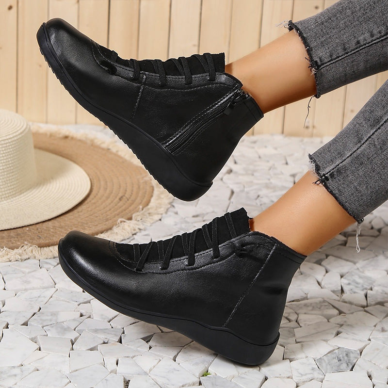 Bottes Cuir Brun à Fermeture Éclair