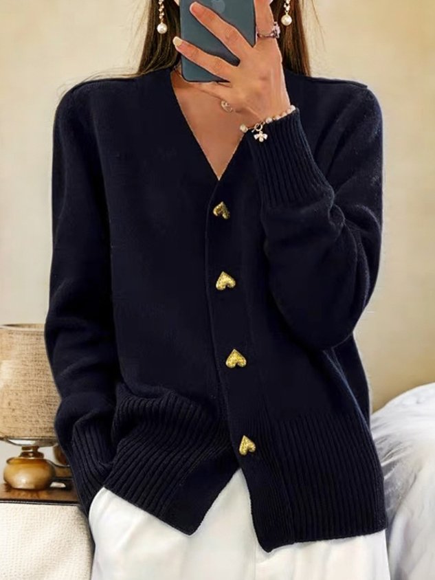 Gilet Femme Douillet Cœur – Gilet Chic Hiver avec Fermeture Bouton - LuxeStyle