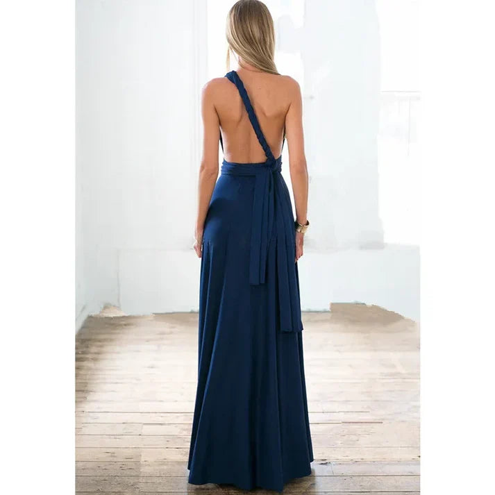 Robe Longue Femme Col en V Élégante