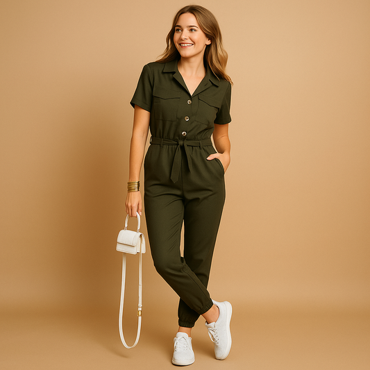 Nora - Salopette femme cintrée avec poches latérales et ligne féminine - LuxeStyle