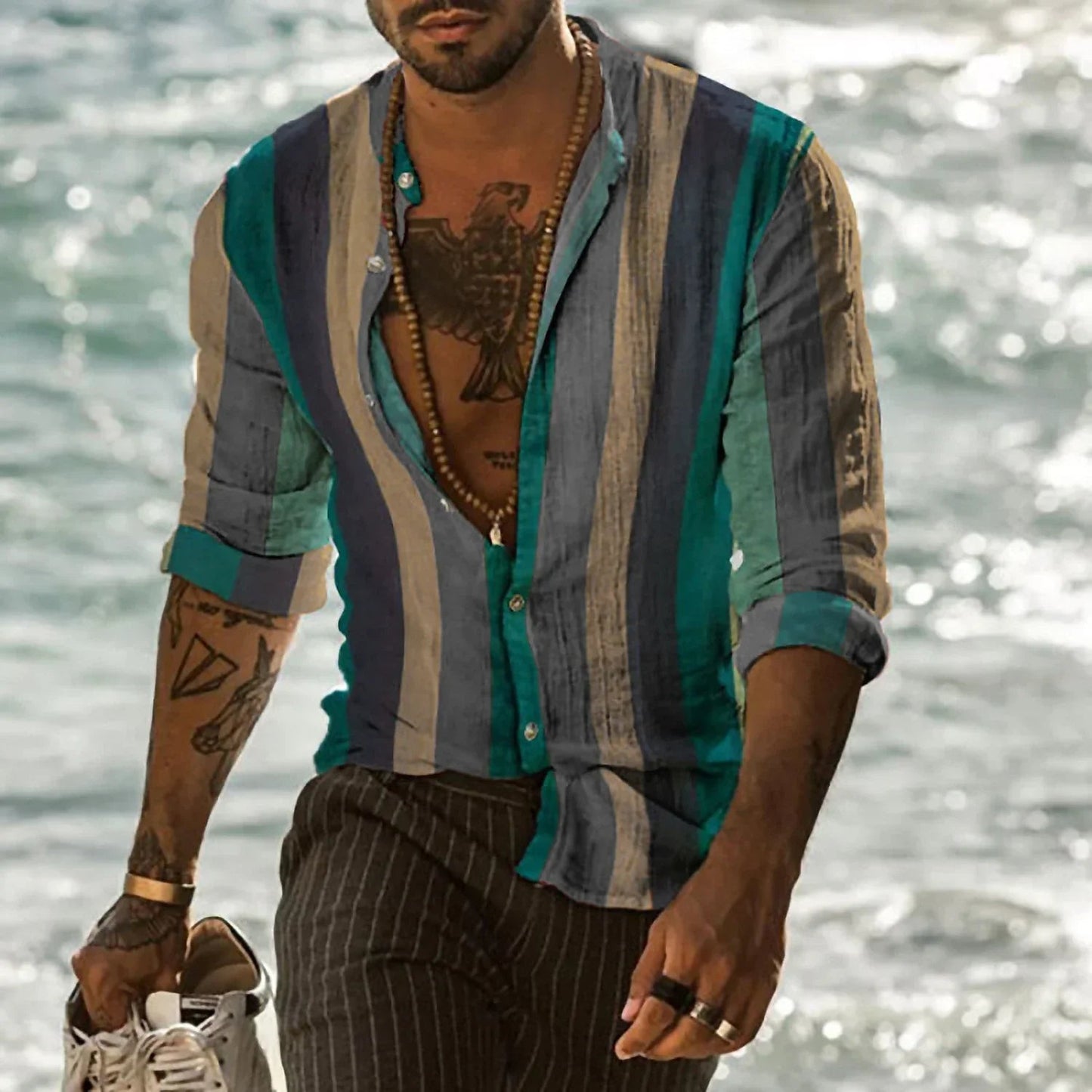 Chemise rayée couleur vive pour homme