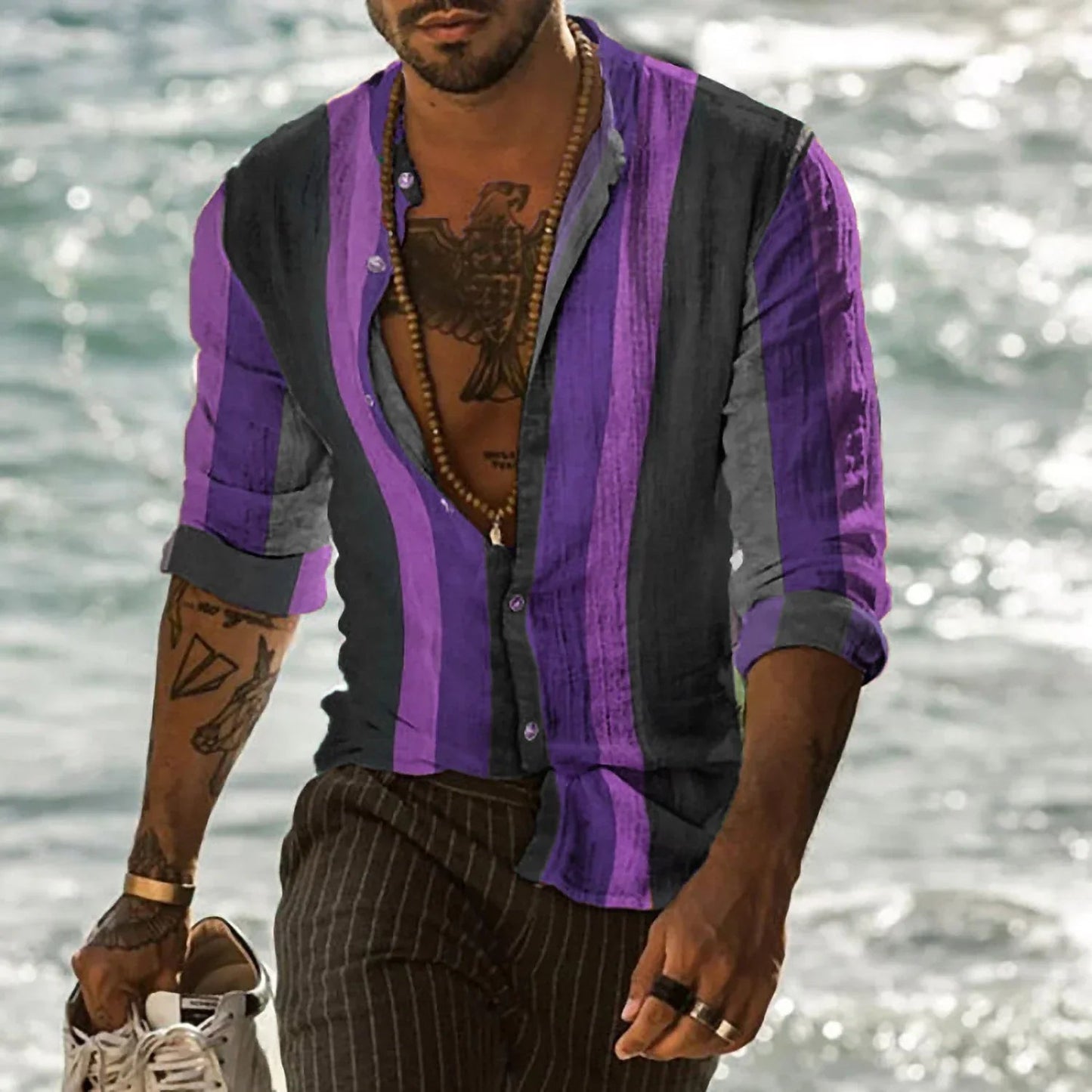 Chemise rayée couleur vive pour homme