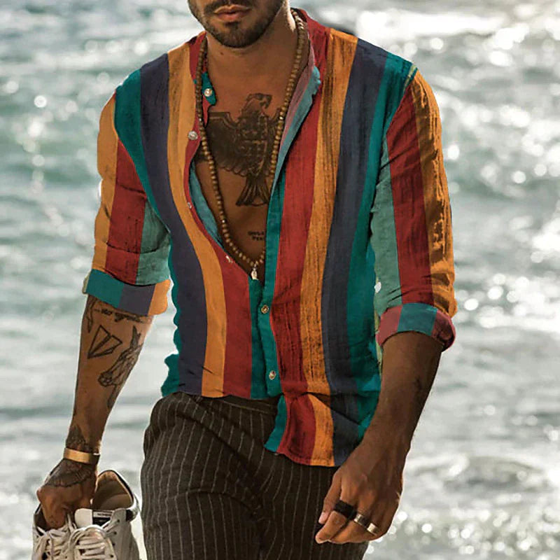 Chemise rayée couleur vive pour homme - LuxeStyle
