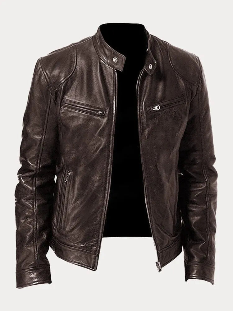 Veste Cuir Homme Élégante - Cuir Imitation Chic avec Coupe Slim & Doublure Confortable