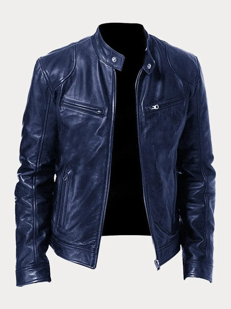 Veste Cuir Homme Élégante - Cuir Imitation Chic avec Coupe Slim & Doublure Confortable