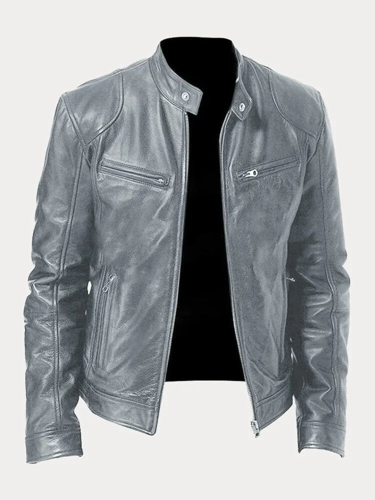 Veste Cuir Homme Élégante - Cuir Imitation Chic avec Coupe Slim & Doublure Confortable