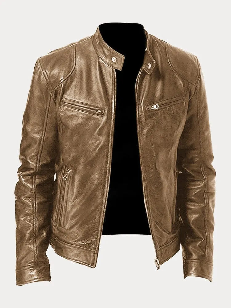 Veste Cuir Homme Élégante - Cuir Imitation Chic avec Coupe Slim & Doublure Confortable