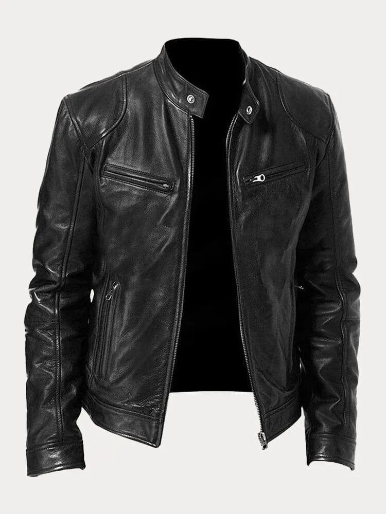 Veste Cuir Homme Élégante - Cuir Imitation Chic avec Coupe Slim & Doublure Confortable