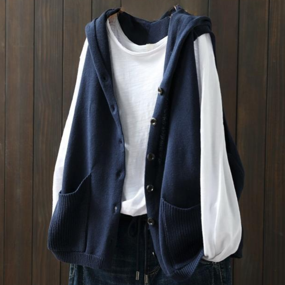 HEATHER - Gilet à Capuche Tricoté Polyvalent pour Femmes