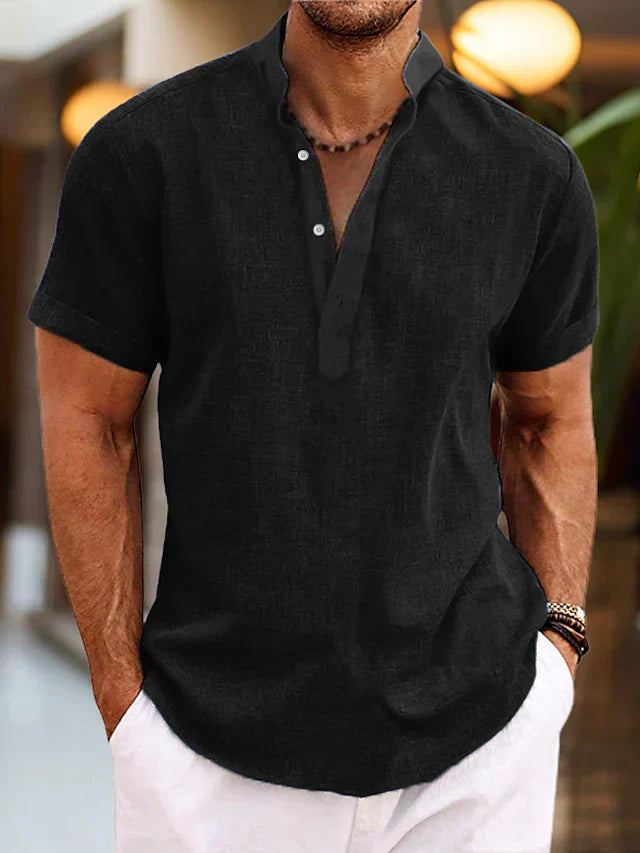 Chemise Homme Coton Style Décontracté Rose Vif