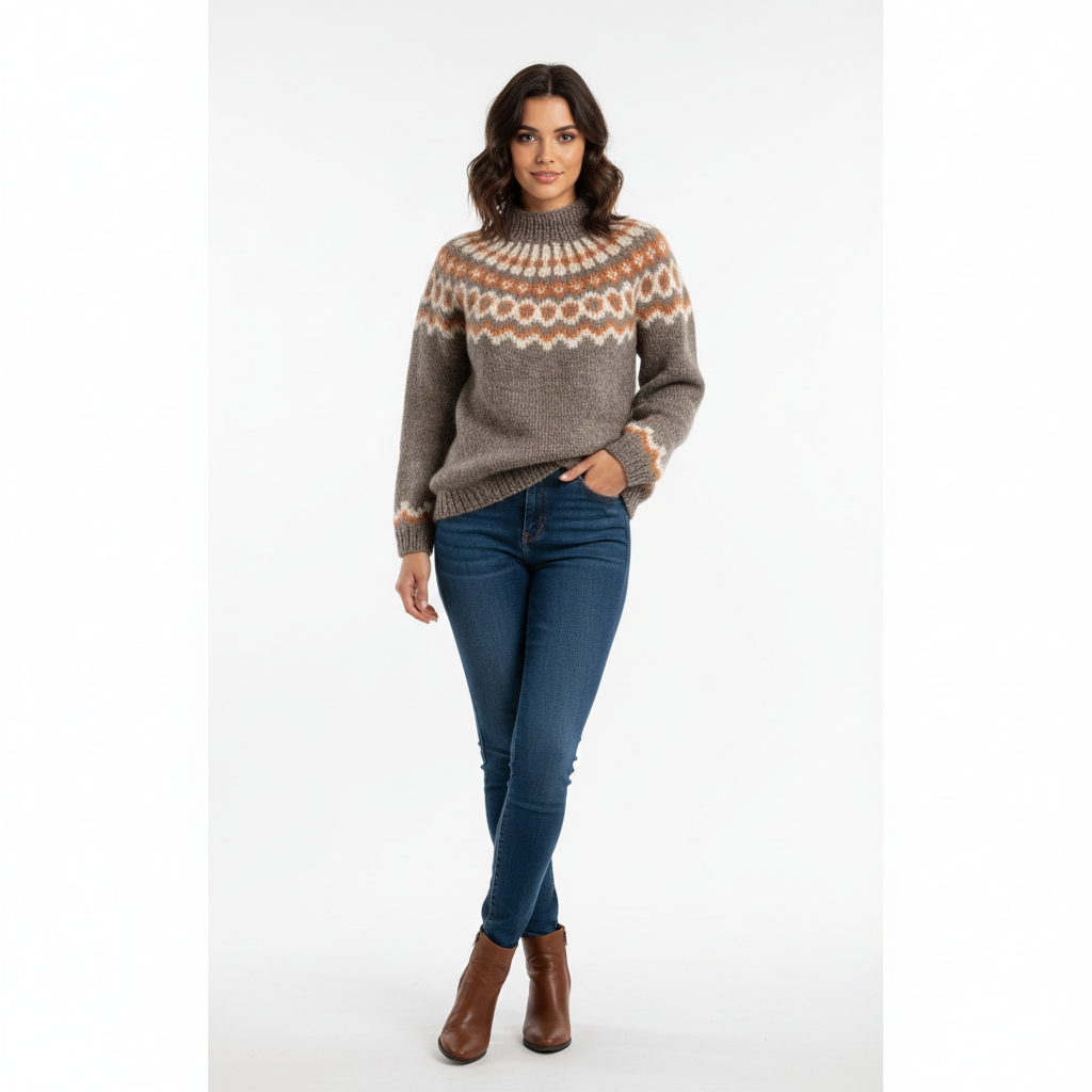 Pull Femme Nordique Douillet – Tricot Mohair 100% Taille Relâchée - LuxeStyle