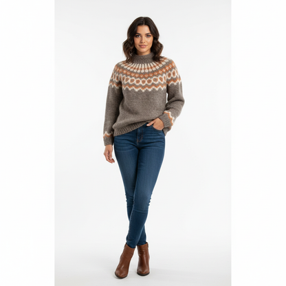 Pull Femme Nordique Douillet – Tricot Mohair 100% Taille Relâchée - LuxeStyle