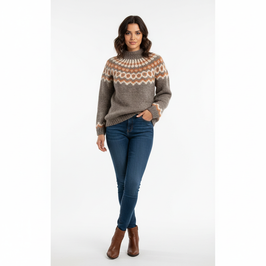 Pull Femme Nordique Douillet – Tricot Mohair 100% Taille Relâchée - LuxeStyle