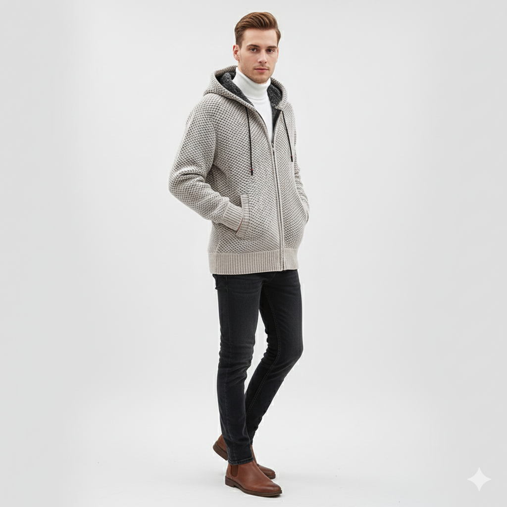 Sweat à Capuche Homme Doublé – Polaire Élégant Zippé pour Hiver - LuxeStyle