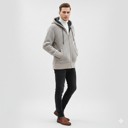 Sweat à Capuche Homme Doublé – Polaire Élégant Zippé pour Hiver - LuxeStyle