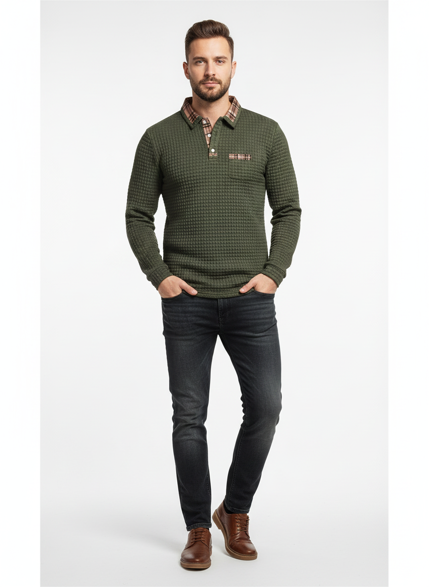 Polo Homme à Carreaux – Chemise Polo Coton Doux avec Col Réglementaire - LuxeStyle
