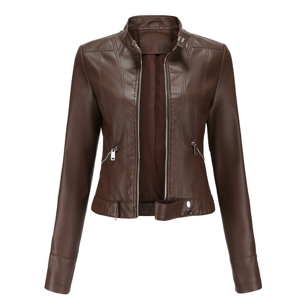 Veste Cuir Femme Élégante Noir