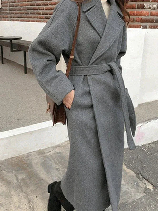 Manteau Femme Hiver Laine Brun Élégant