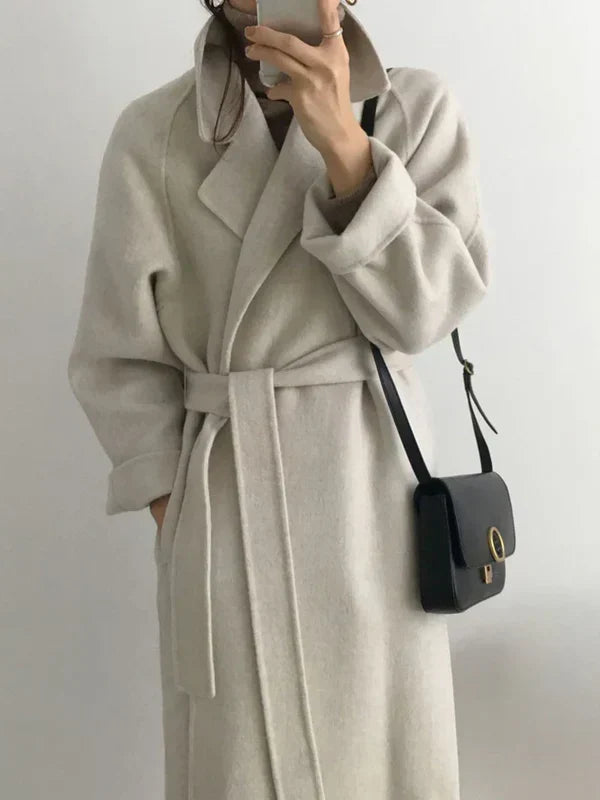 Manteau Femme Chic Élégant - Laine Mélangeée Col Classique