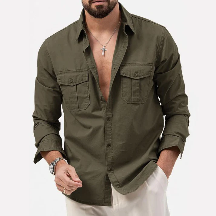Chemise Homme Chamois Manches Longues avec Poches