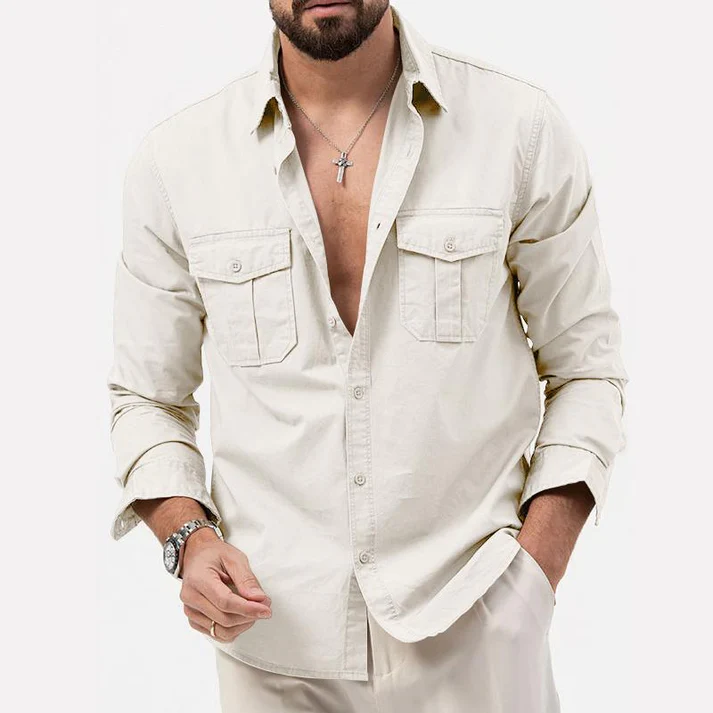 Chemise Homme Chamois Manches Longues avec Poches